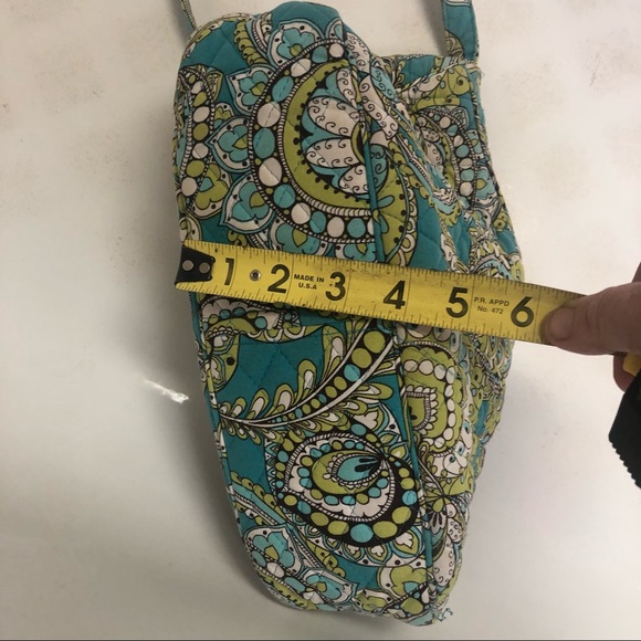 VERA BRADLEY Aqua Lime Green & White Shoulder Bag Island 🌴 Blooms Retired - Picture 8 of 11